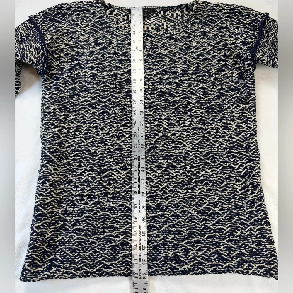 J. Crew Relaxed Wide Neck Knit Sweater Navy and White Size Small